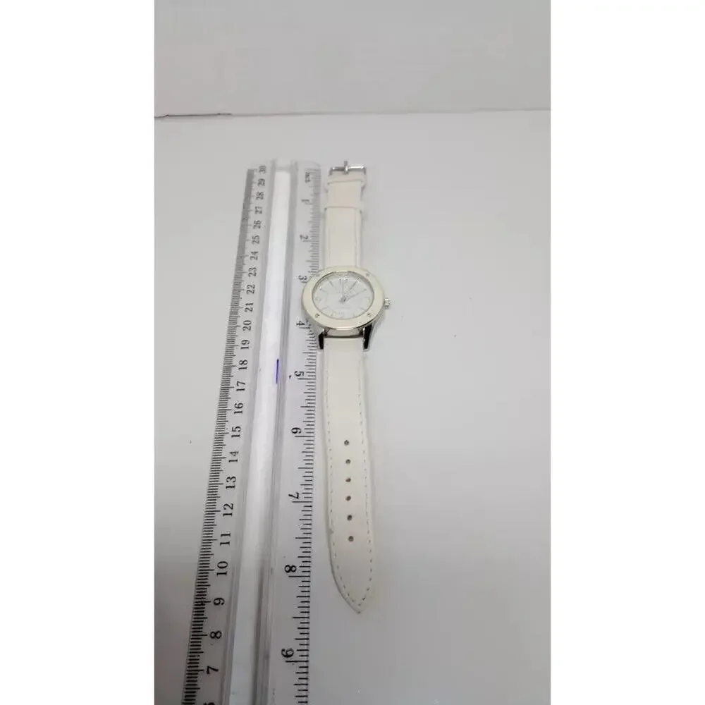 Anne Klein AK1129 Women's Watch White Band & Dial Mixed Leather Band